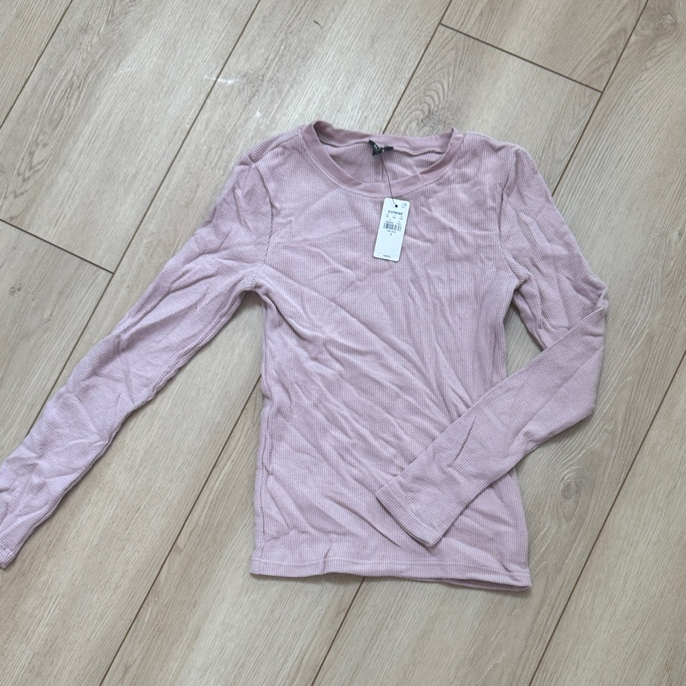 Express Light Pink Long Sleeve thermal Tee Sz small NWT